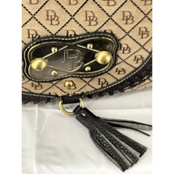 Dooney & Bourke Monogram Satchel Bag With Tassel & Green Duck Charm - Picture 2 of 16